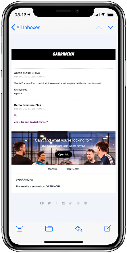 Custom Email Template for Garrincha by Premium Plus