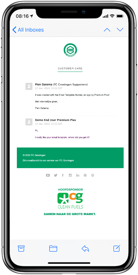 Email Template for FC Groningen by Premium Plus