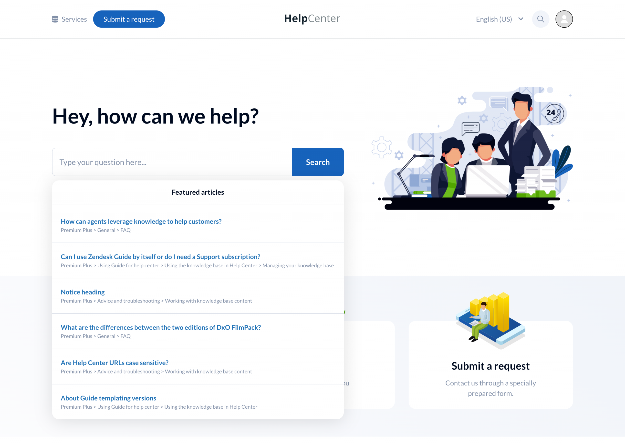 Featured articles in Zendesk Help Centre
