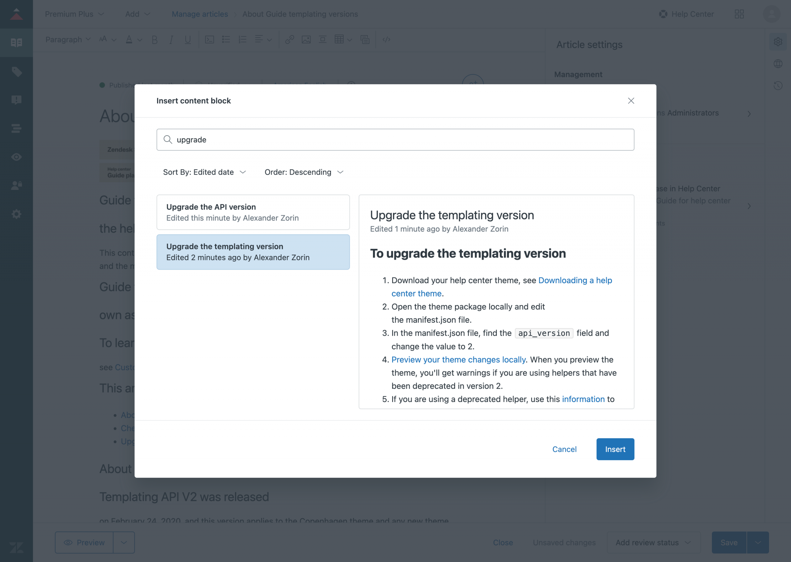 Content Blocks in Zendesk Help Centre
