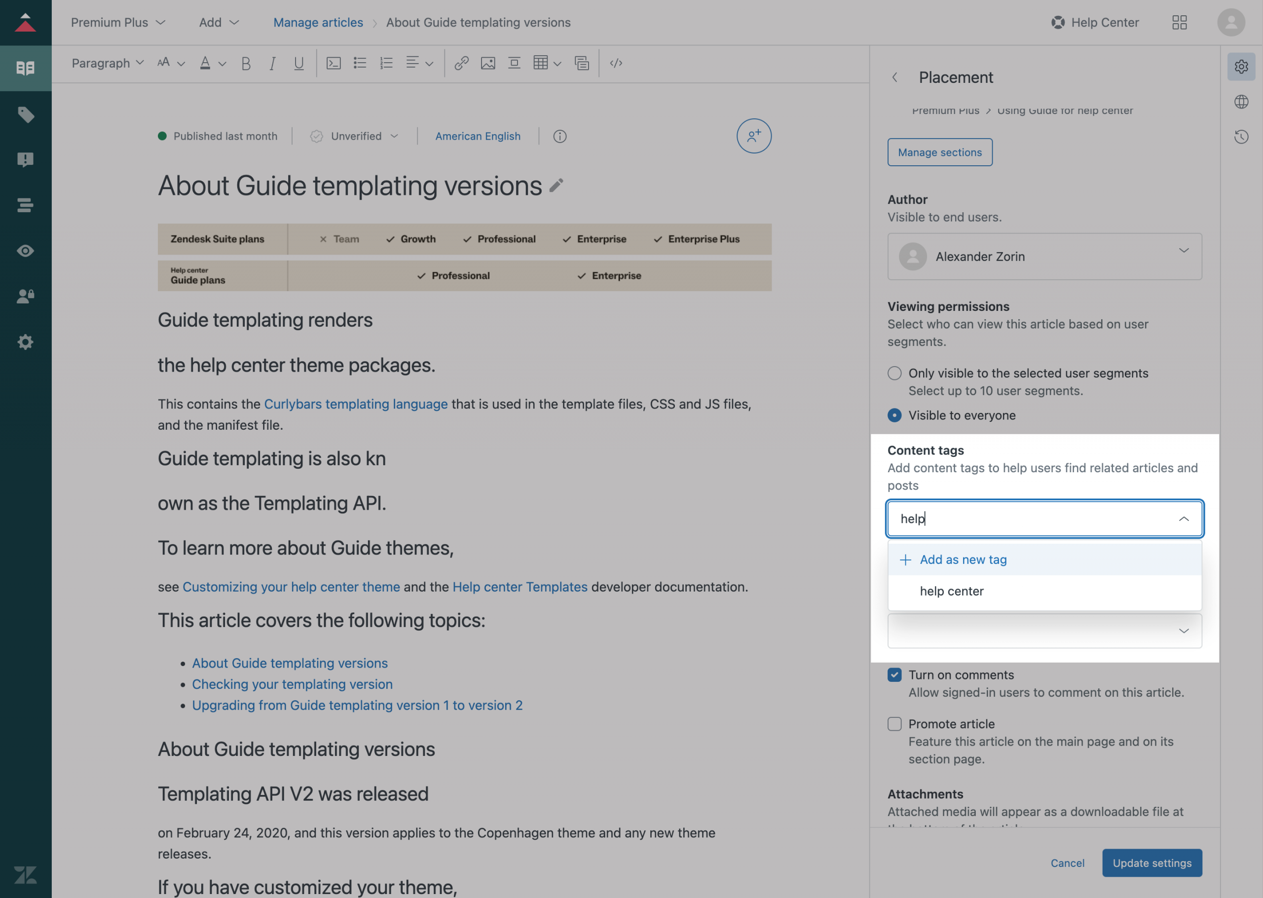Content Tags in Zendesk Help Centre